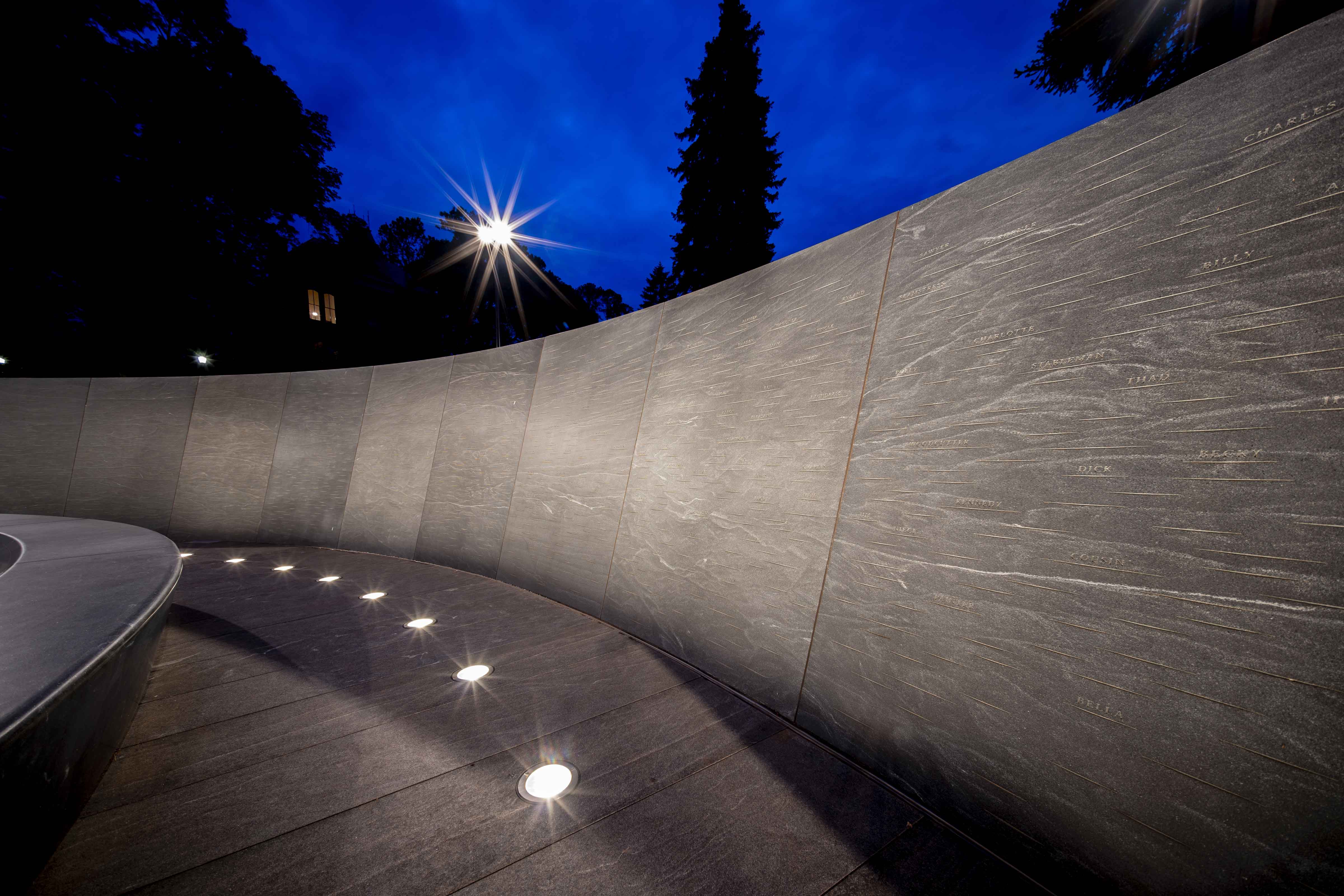 Memorial to Enslaved Laborers at Night