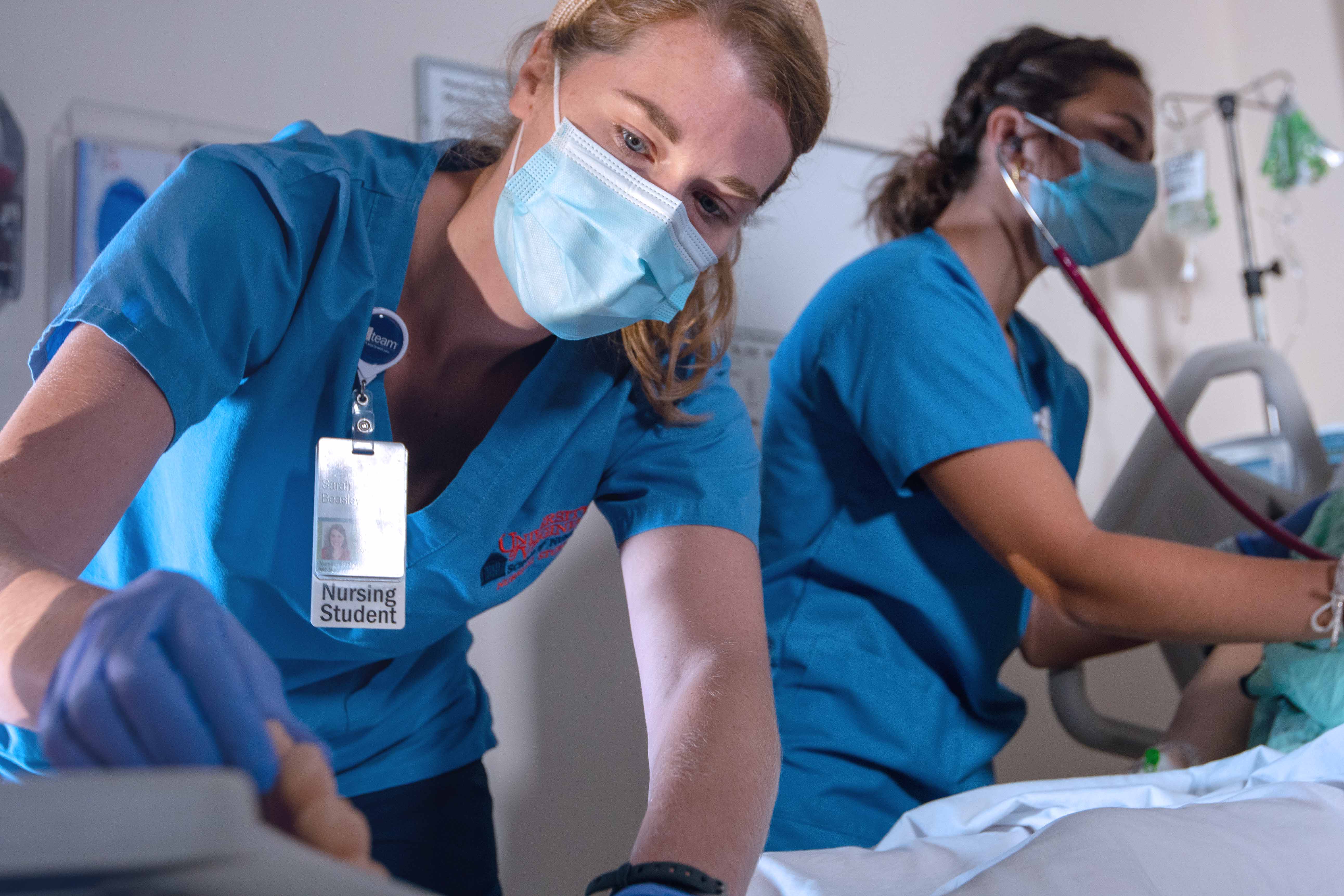 Nursing students in masks