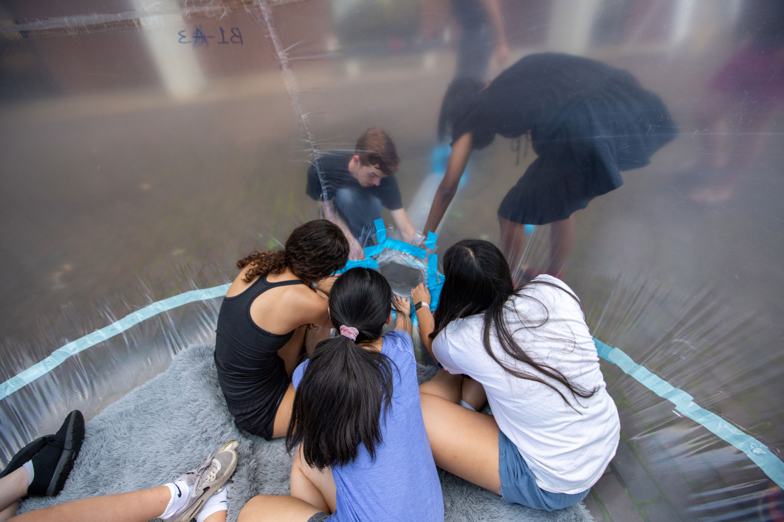 Design Discovery Students Fixing Inflatable Structure