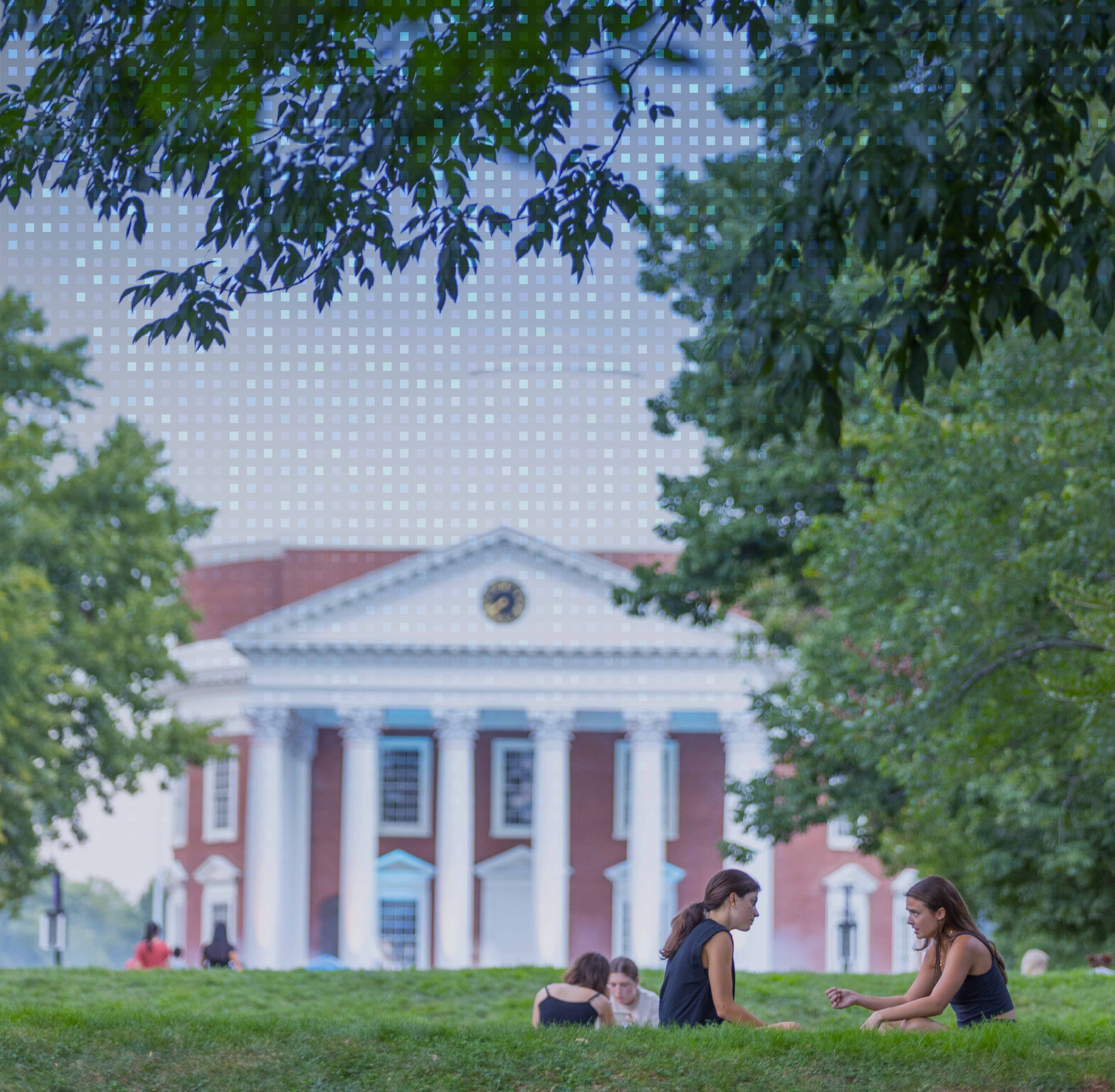 Students in front of Rotunda with digital overlay