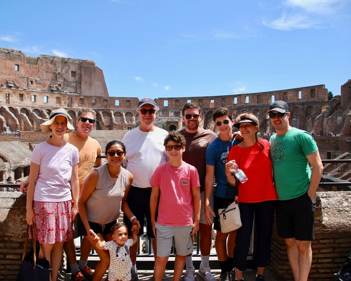 Shrier family standingin the Colosseum