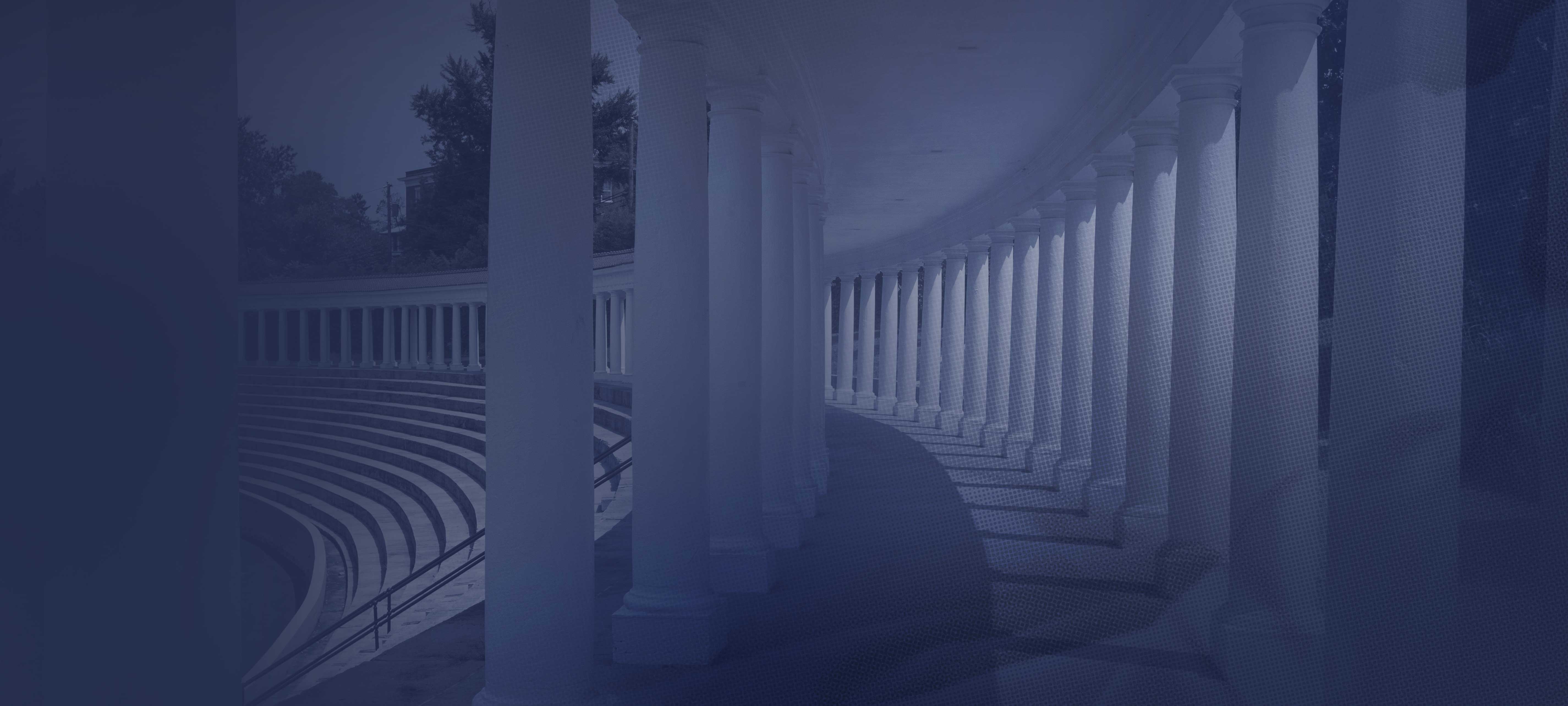 Colonnade in blue with halftone