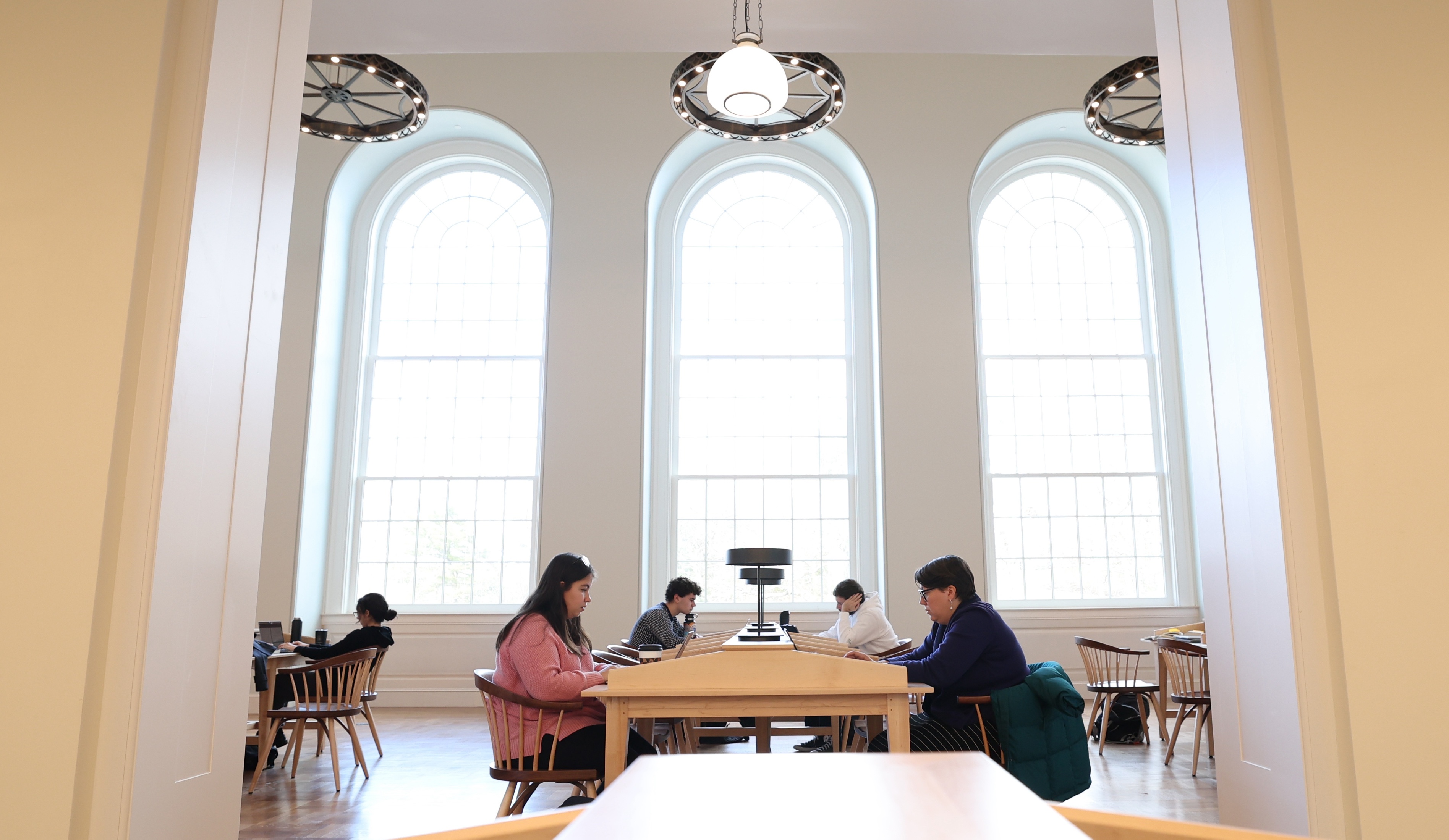 Student in library