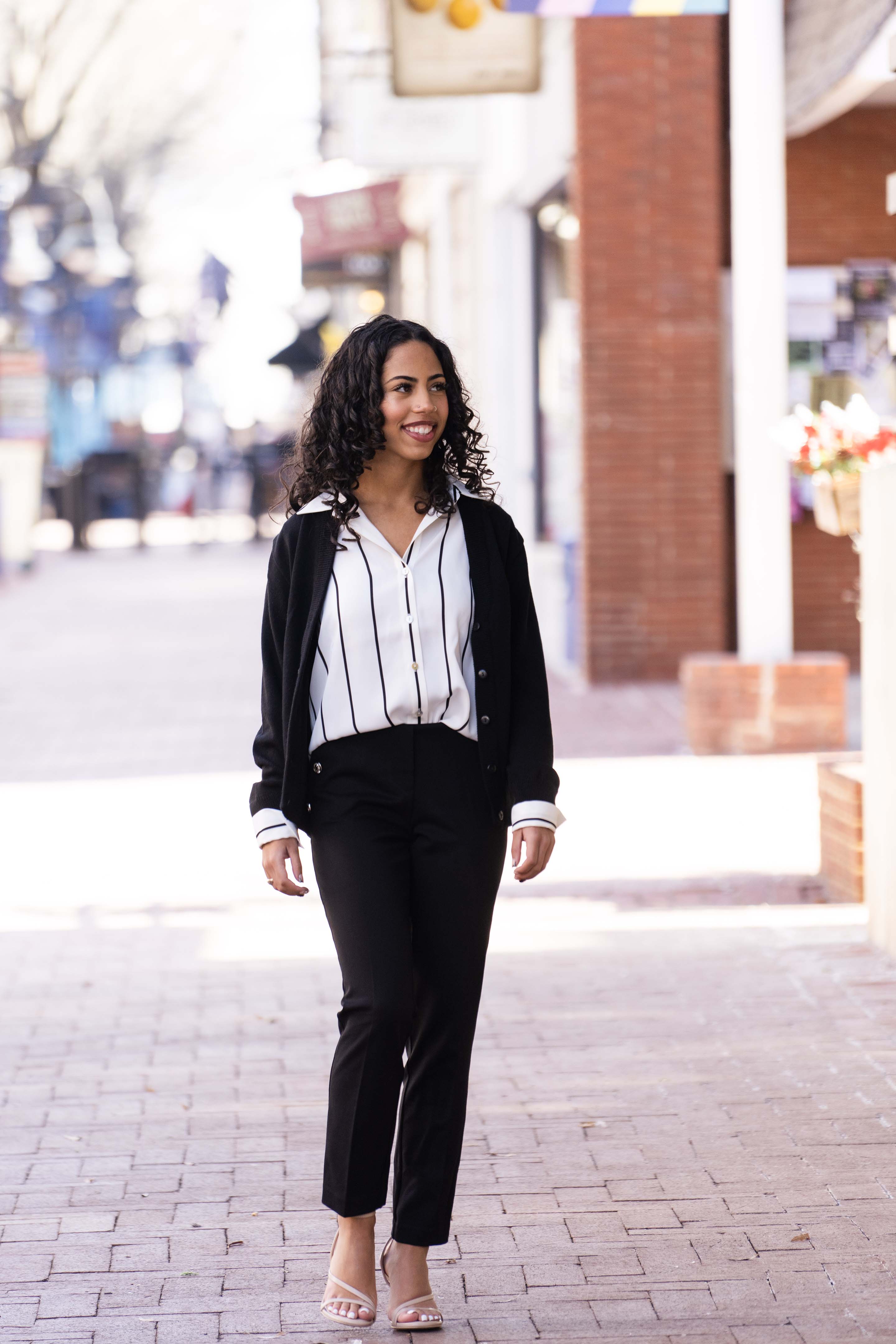 Keli Presley walking the downtown mall