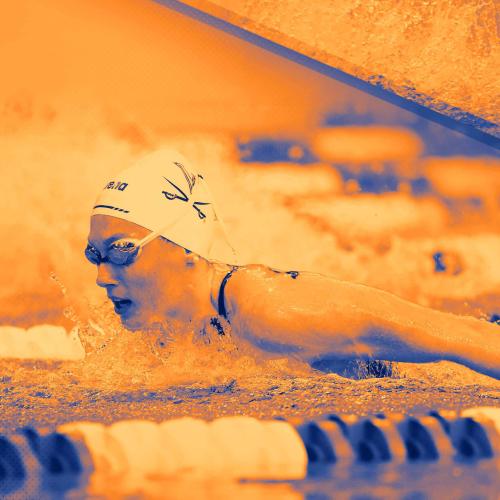 UVA Swimmer in orange