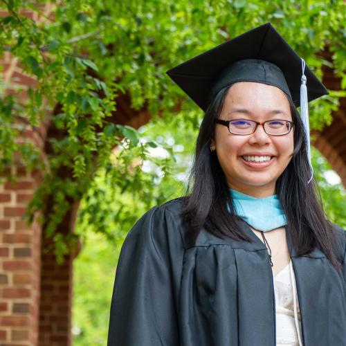 Linh Luong in cap and gown