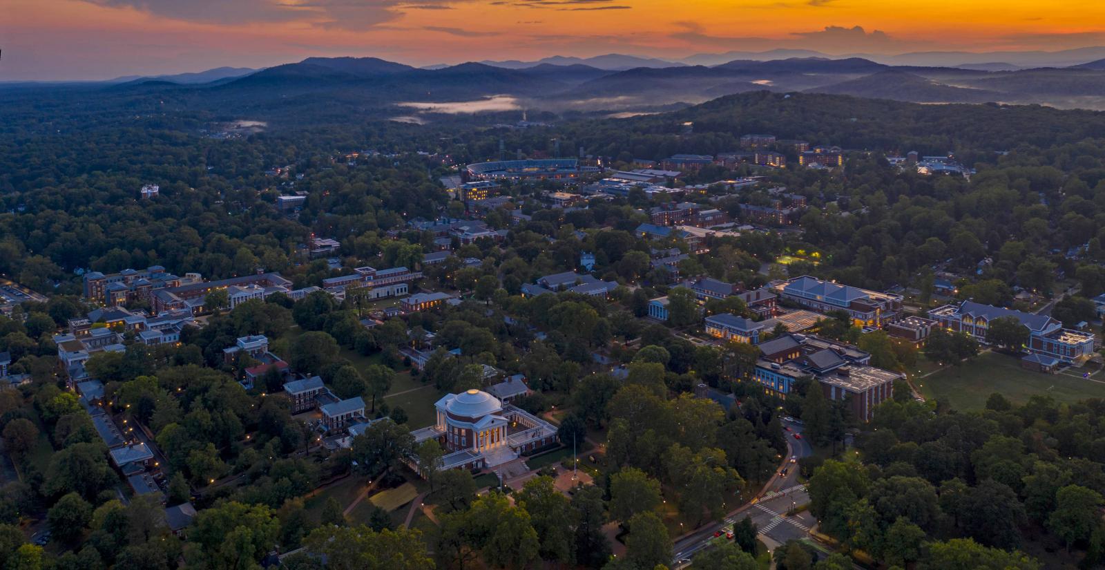 Drone over Grounds at Sunset