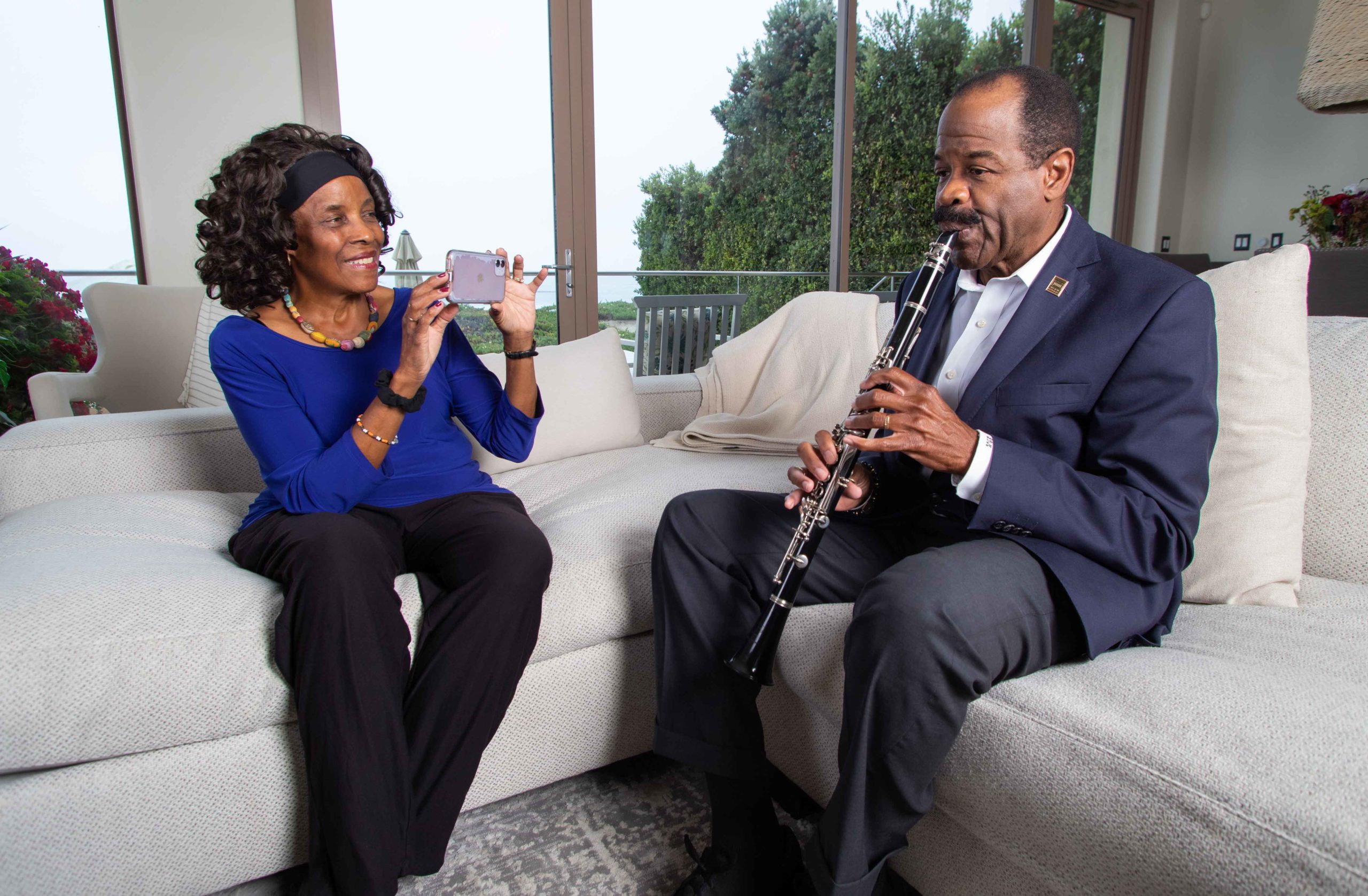 Paulette and Blake Morant with a Clarinet