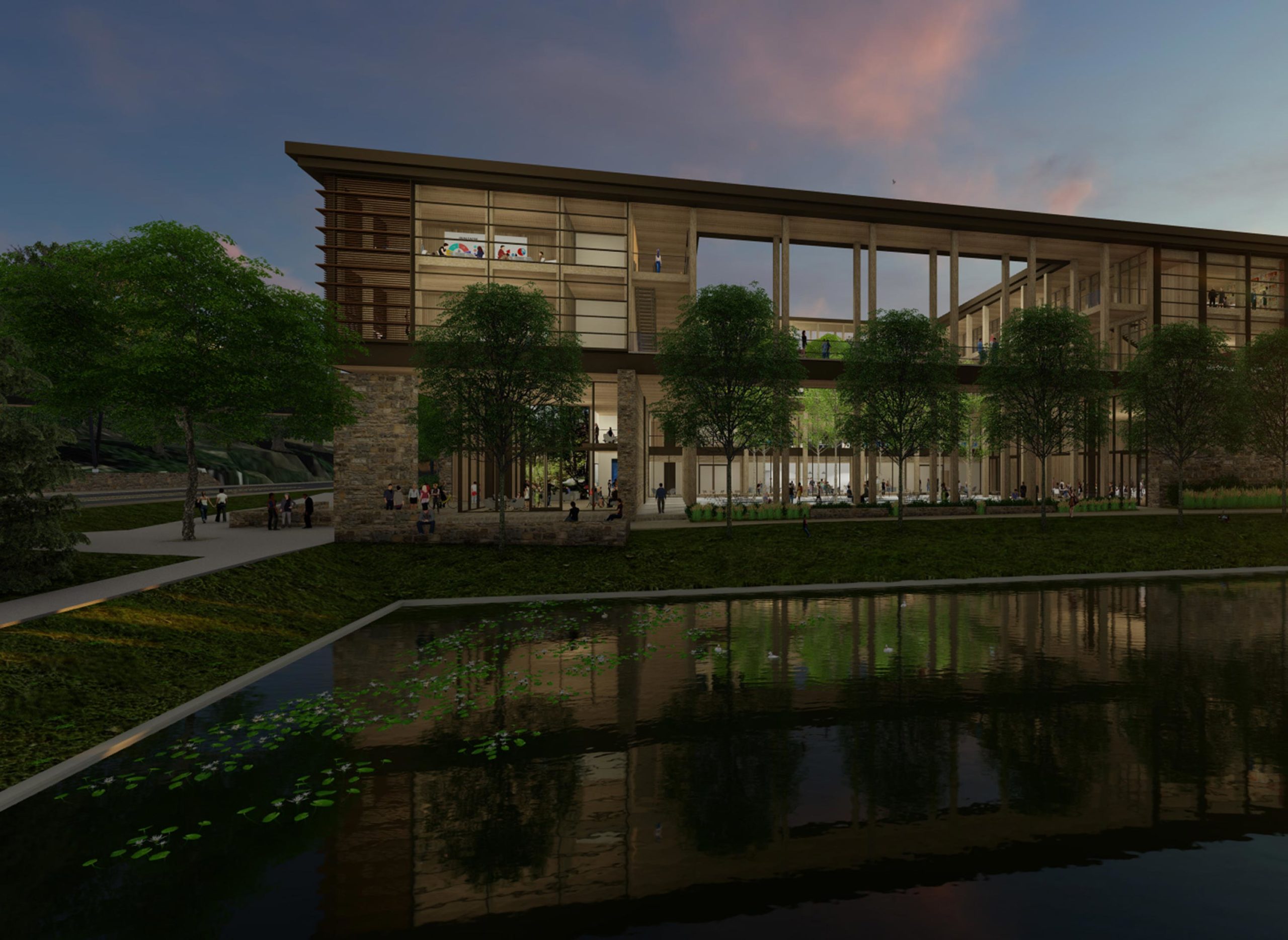 UVA Contemplative Commons Rendering at Dusk
